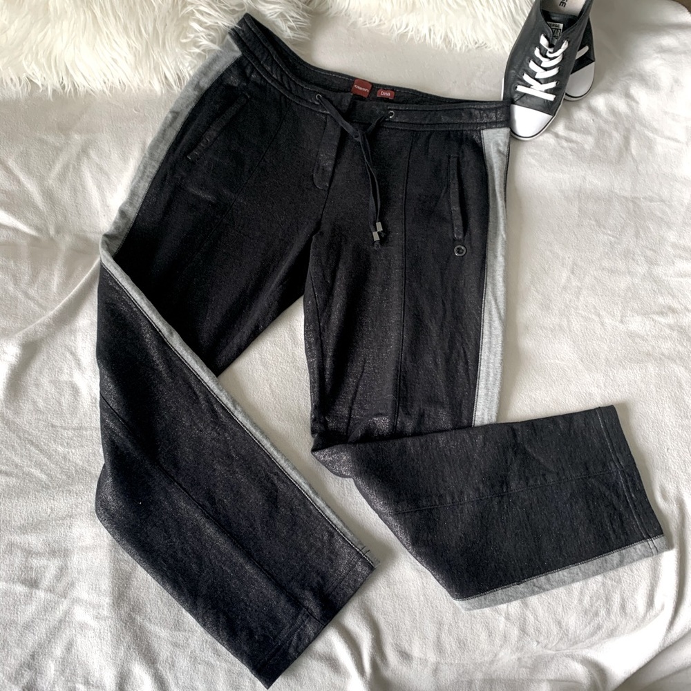 Black & Gray Women's Track Pants with Side Stripe